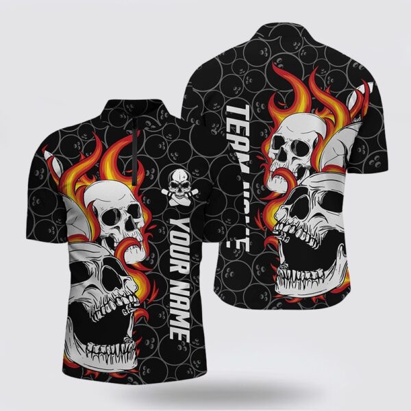 Bowling Jersey, Black Camo Bowling Bowling Jersey Shirts For Men Custom Flame Skull Bowling Team League Jerseys