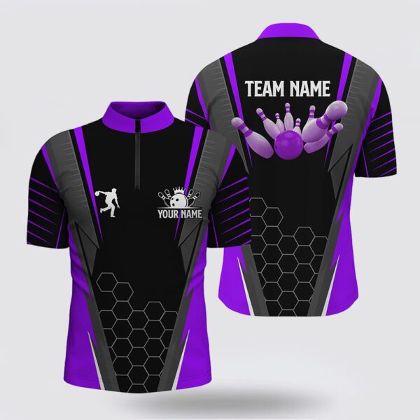 Bowling Jersey, Black Men Bowling Shirt Bowling Jersey Custom Name Mens Bowlers Jersey, Team Bowling Outfits Purple