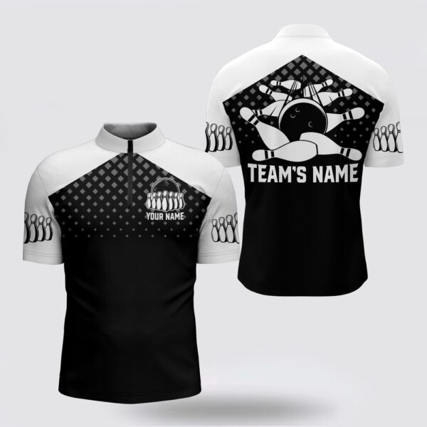 Bowling Jersey, Black White Bowling Bowling Jersey Shirt For Men Custom Bowling Jersey 14 Zip Bowling Shirt For Team