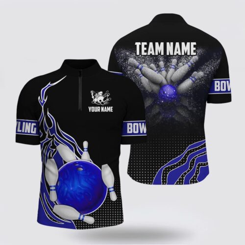 Bowling Jersey, Blue And Black Bowling Bowling Jersey Shirts For Men