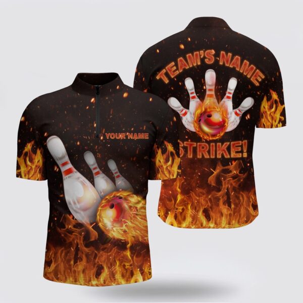 Bowling Jersey, Custom Flames Bowling Shirt For Men, Bowling Jersey Strike Bowling Shirt For Team, Men Bowlin