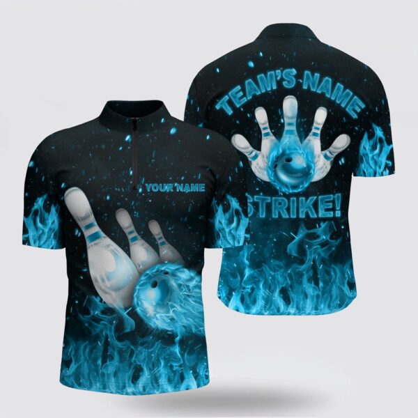 Bowling Jersey, Custom Flames Bowling Shirt For Men, Strike Bowling Jersey For Team Fire League Bowling