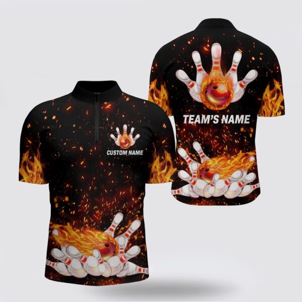 Bowling Jersey, Flame Bowling Shirt For Men Bowling Jersey Shirt, Personalized Team Bowlers Jersey Short Sleev