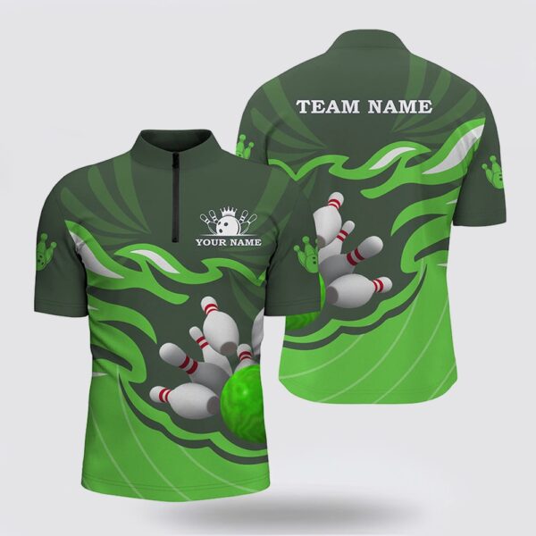 Bowling Jersey, Men Bowling Bowling Jersey Shirts Custom Bowling Ball Pins Team League Jersey, Bowling Gift Green