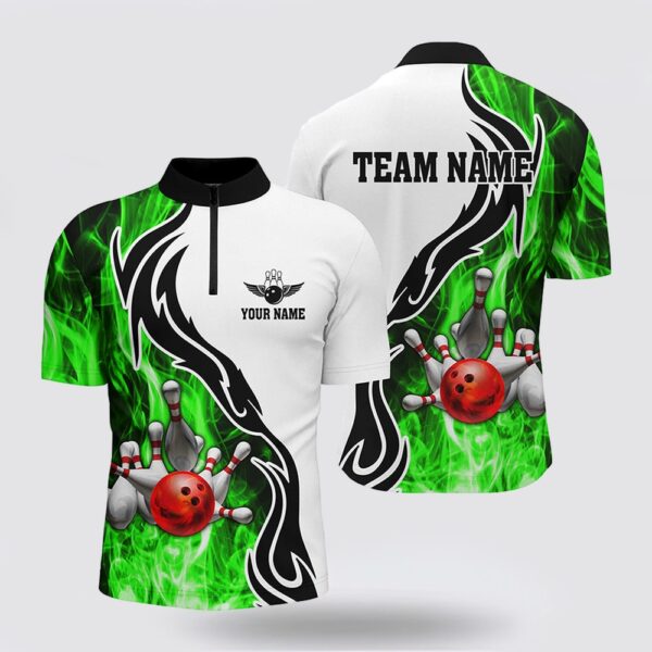 Bowling Jersey, Mens Bowling Bowling Jersey Shirt Custom Bowling Ball Pins Strike Team League Jersey, Bowl Gifts Green