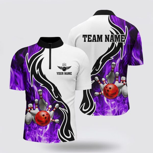 Bowling Jersey, Mens Bowling Bowling Jersey Shirt Custom Bowling Ball Pins Strike Team League Jersey, Bowl Gifts Purple