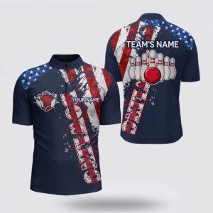 Bowling Jersey, Patriotic Men Bowling Shirt Bowling…