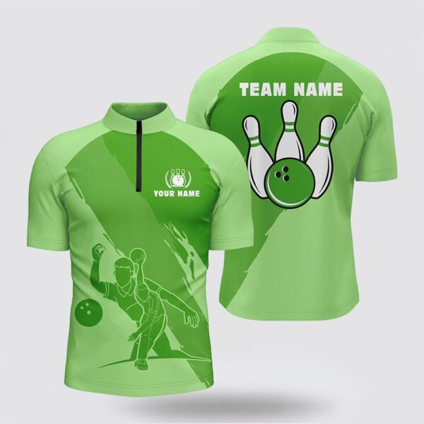 Bowling Jersey, Personalized 3D Men Bowling Bowling Jersey Shirts, Custom Green Team Bowling Jerseys For Men