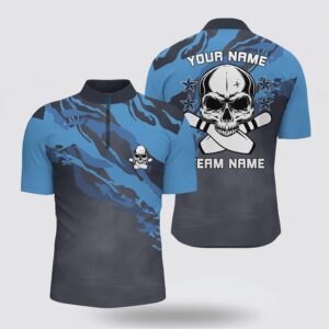 Bowling Jersey, Personalized Blue Camo Skull Bowling…