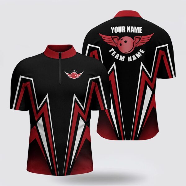 Bowling Jersey, Red And Black Bowling Bowling Jersey Shirt Custom Lightning Shirts For Men, Bowling Team Shirt Jerseys