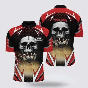 Bowling Jersey, Red And Black Bowling Skull…