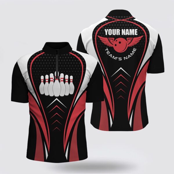 Bowling Jersey, Red White And Black Bowling Shirts For Men Bowling Team League Jersey Custom Bowling Bowling Jersey Shirt