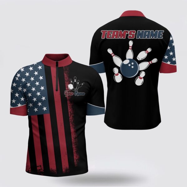 Bowling Jersey, Usa Flag Bowling Bowling Jersey Shirt Men Custom Bowling Jersey Patriotic Bowling Team League Shirt