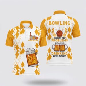 Bowling Polo Shirt, Funny Beer Bowling Men…