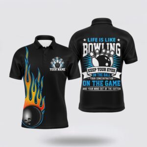 Bowling Polo Shirt, Men Flame Bowling Shirt…