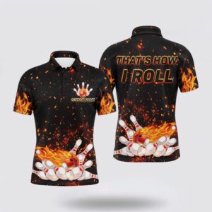 Bowling Polo Shirt, Mens Flame Bowling Polo…