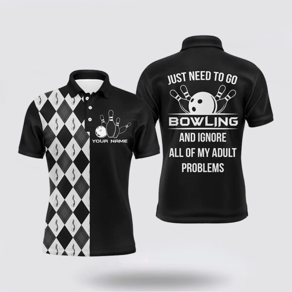 Bowling Polo Shirt, Personalized Bowling Men Polo Shirt, Just Need To Go Bowling Men Bowlers Jersey