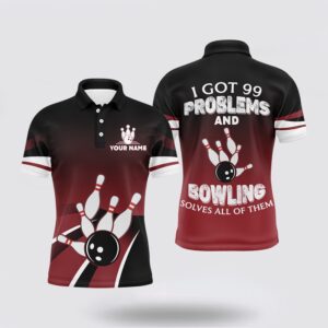 Bowling Polo Shirt, Red & Black Funny…