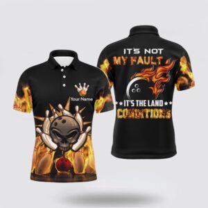 Bowling Polo Shirt, Skull Flame Bowling Polo…