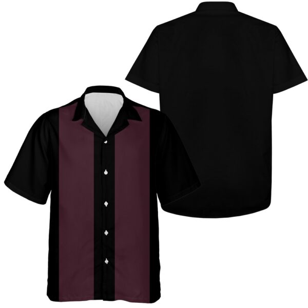 Bowling Hawaiian Shirt, Black And Burgandy Retro Men Bowling Shirts, Vintage Camp Shirts For Bowler, Bowling Gifts