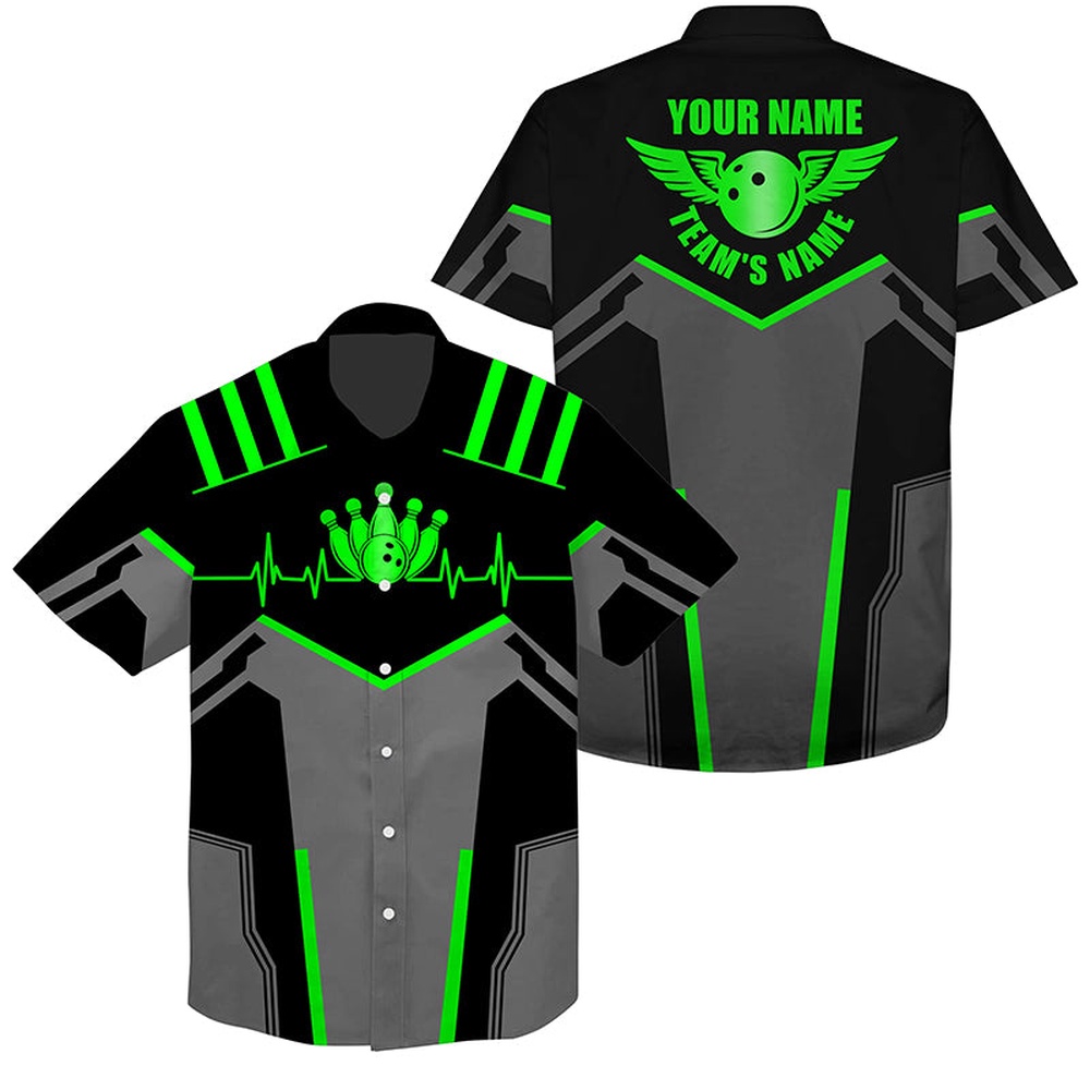 Bowling Hawaiian Shirt, Bowling Hawaiian Shirt Custom Name And Team Name Bowling Ball And Pins, Team Bowling Shirts Green Bowling Hawaiian Shirt, Bowling Hawaiian Shirt Custom Name And Team Name Bowling Ball And Pins, Team Bowling Shirts Green