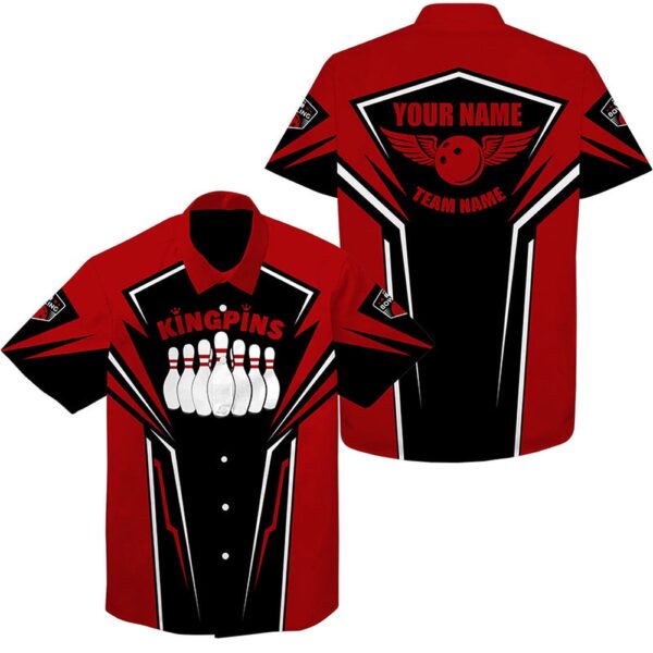 Bowling Hawaiian Shirt, Bowling Hawaiian Shirt Custom Name And Team Name King Pins Bowling Jerseys, Bowling Team Shirts