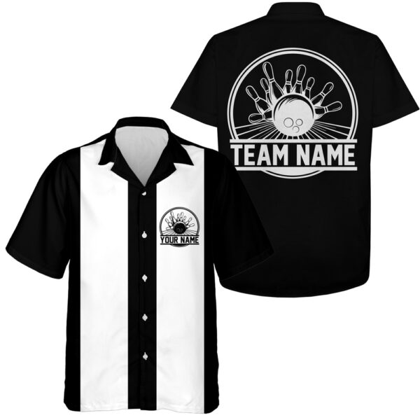 Bowling Hawaiian Shirt, Custom Black And White Retro Bowling Shirts For Men, Vintage Bowling Team Shirts, Bowler Gift
