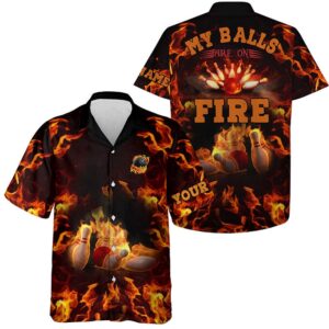 Bowling Hawaiian Shirt, Flame Bowling Shirts Custom…