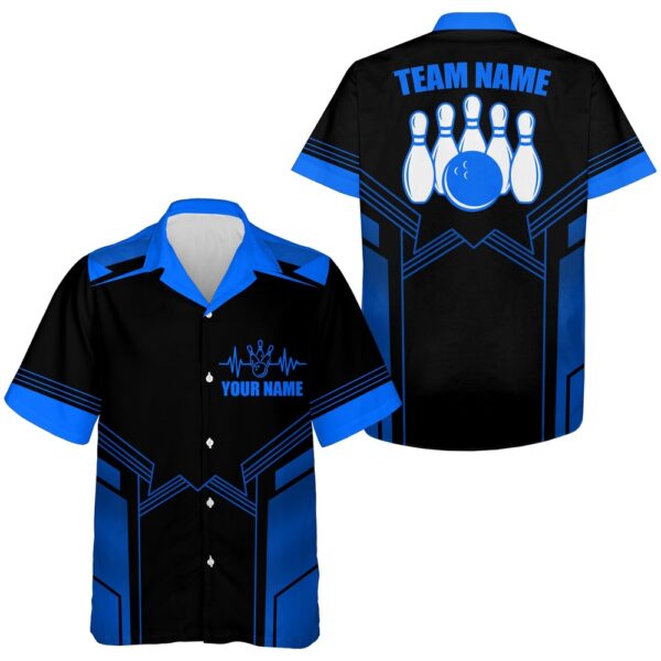Bowling Hawaiian Shirt, Hawaiian Bowling Shirt For Men Custom Blue Bowling Jersey Men Bowling Team Shirt