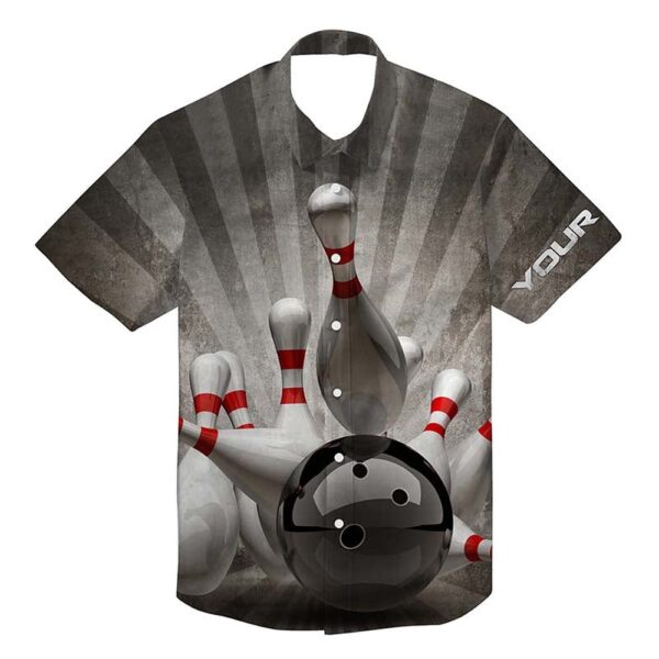 Bowling Hawaiian Shirt, Personalized Vintage Bowling Shirts Custom Name Black Hawaiian Bowling Shirts Bowling Ball And Pins