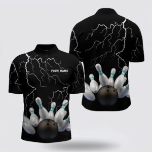 Bowling Jersey, Black Lightning Thunder Custom Men…