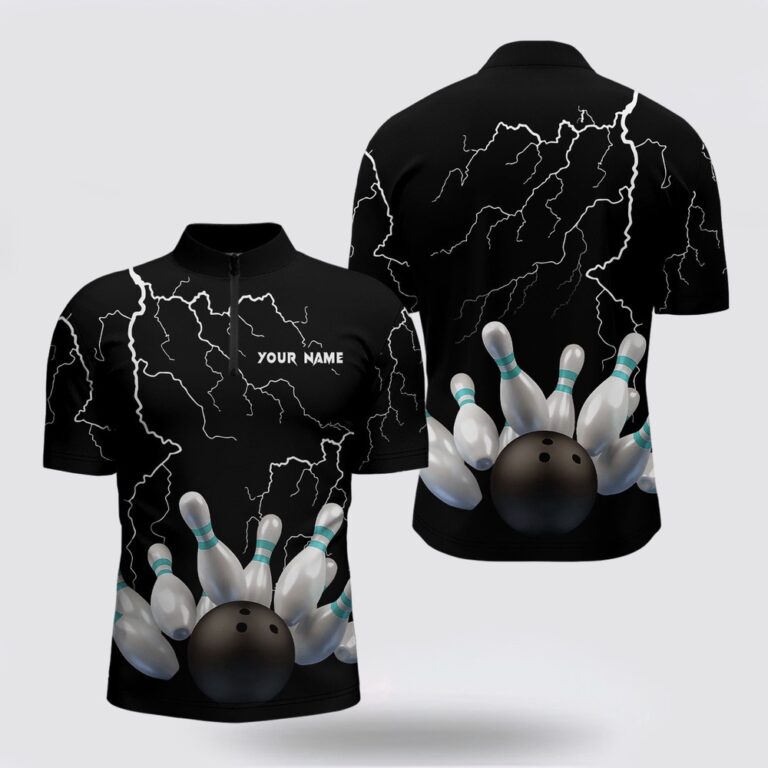 Bowling Jersey, Black Lightning Thunder Custom Men Bowling Bowling