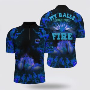 Bowling Jersey, Blue Flame Bowling Shirt Custom…