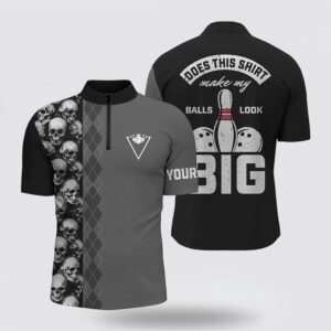 Bowling Jersey, Funny Black Skull Bowling Bowling…