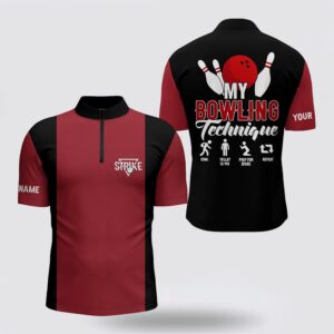 Bowling Jersey, Red Black Vintage Mens Bowling…