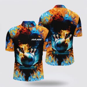 Bowling Jersey, Water Fire Background Custom Name…
