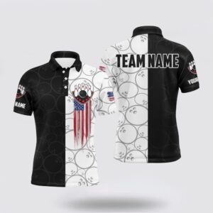 Bowling Polo Shirt, American Flag Bowling Men…
