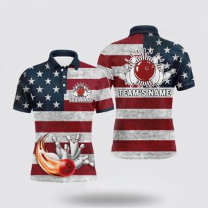 Bowling Polo Shirt, American Flag Bowling Shirt…