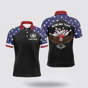 Bowling Polo Shirt, American Flag Patriot Vintage…