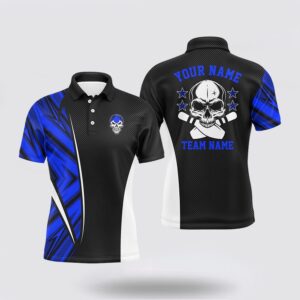 Bowling Polo Shirt, Black And Blue Camo…