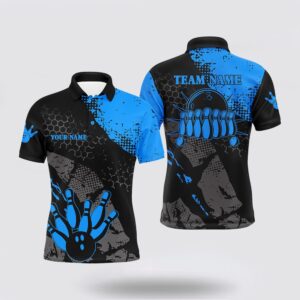 Bowling Polo Shirt, Black And Blue Mens…
