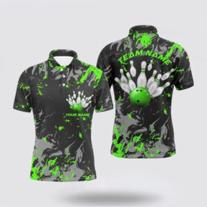 Bowling Polo Shirt, Black And Green Camo…
