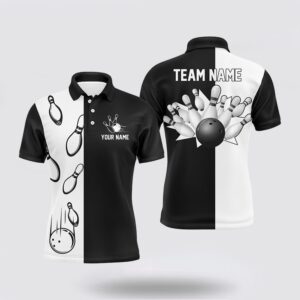 Bowling Polo Shirt, Black And White Retro…