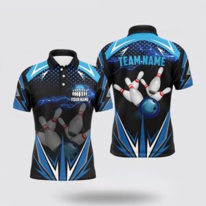 Bowling Polo Shirt, Black Men Bowling Polo…