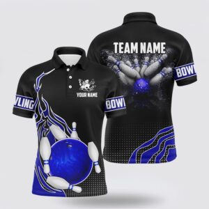 Bowling Polo Shirt, Blue And Black Bowling…