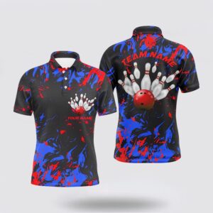 Bowling Polo Shirt, Blue And Red Camo…