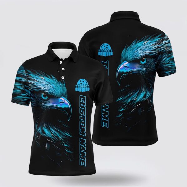 Bowling Polo Shirt, Blue Eagle Custom Bowling Polo Shirts For Men Bowling League Bowling Team Jerseys Bowler Outfits