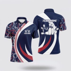 Bowling Polo Shirt, Blue&Red Bowling Polo Shirt…