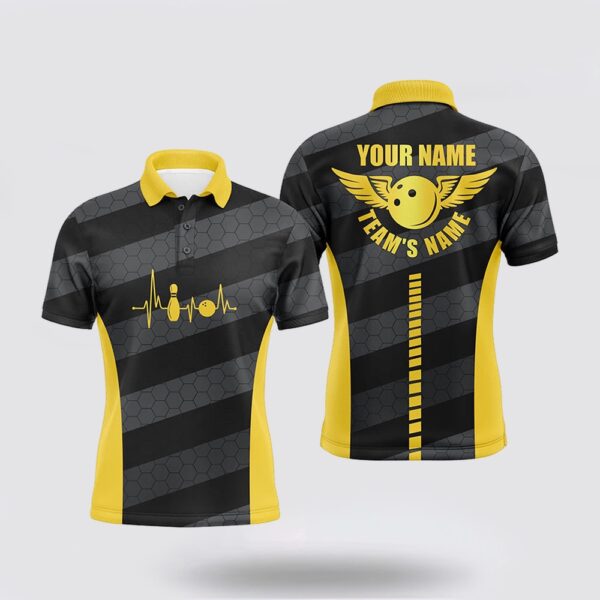 Bowling Polo Shirt, Bowling Polo Shirts For Men Custom Bowling Team Shirts For Bowlers, Team Bowling Jerseys Yellow