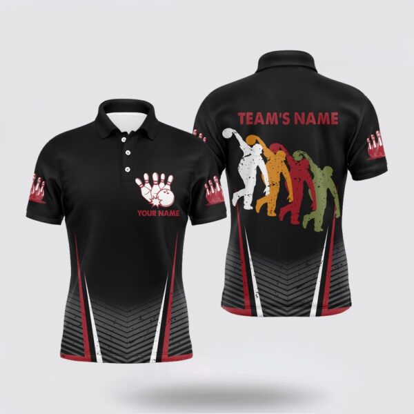 Bowling Polo Shirt, Custom Bowling Shirt For Men, Black Bowling Polo Jersey For Team 3D Print, Gifts For Men Bowlers